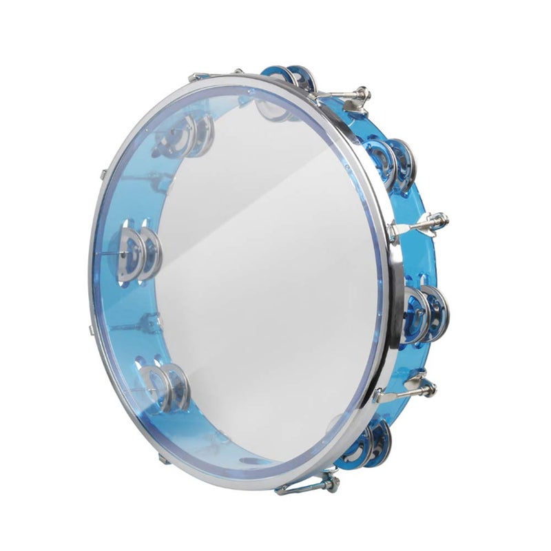ENNBOM Tambourine Adjustable Tone Hand Drum Double Row Metal Jingles Hand Bell Performance Level Handheld Percussion (Blue) - Image 1
